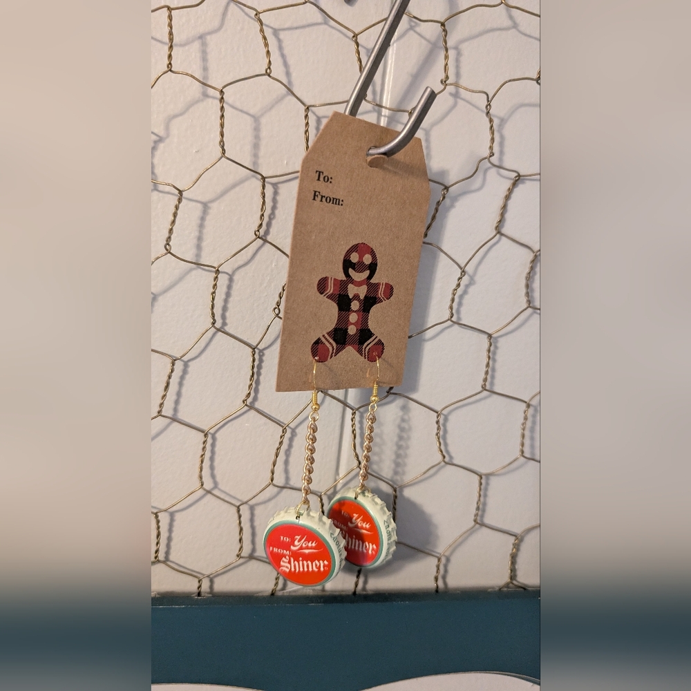 Handmade Bottle Cap Earrings For Christmas